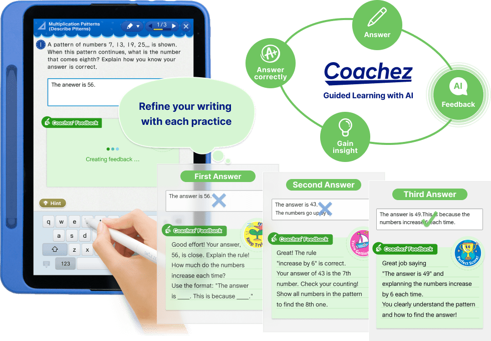 Refine your writing with each practice, Coachez: Guided Learning with AI